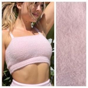Gymshark X Whitney Simmons Pink Knit Eyelash Bandeau Bra Small